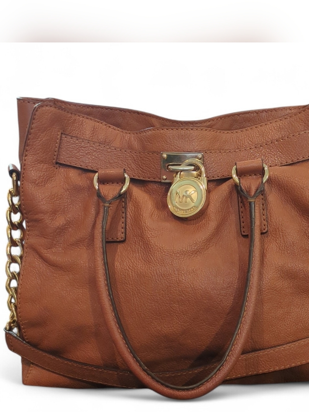 Michael Kors Large Cognac Brown Hamilton Large Satchel In EUC - Picture 4 of 7